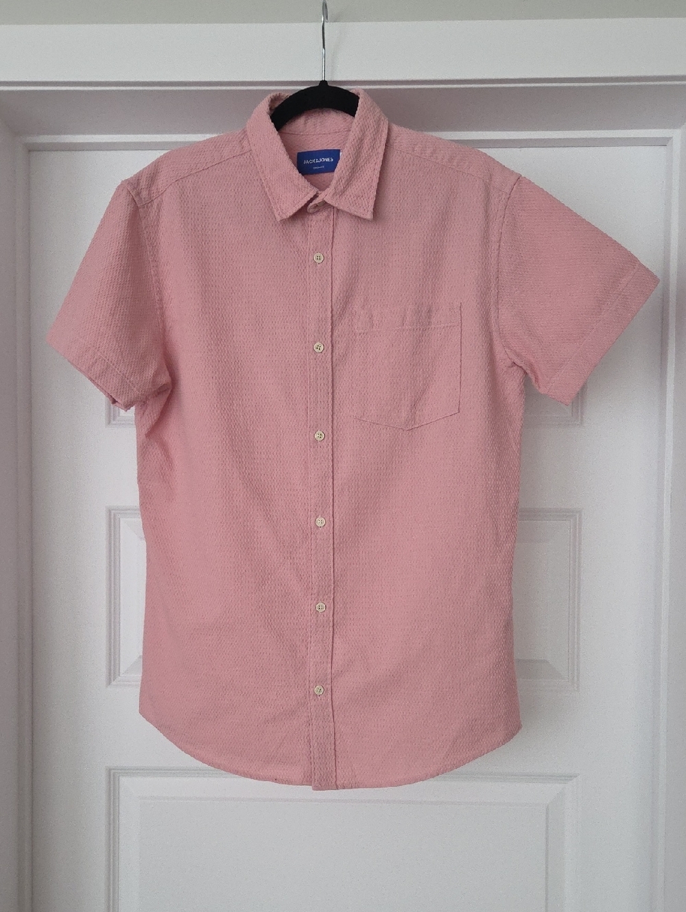NWOT Jack & Jones Relaxed Fit Short Sleeve Shirt, Light Pink, Size L